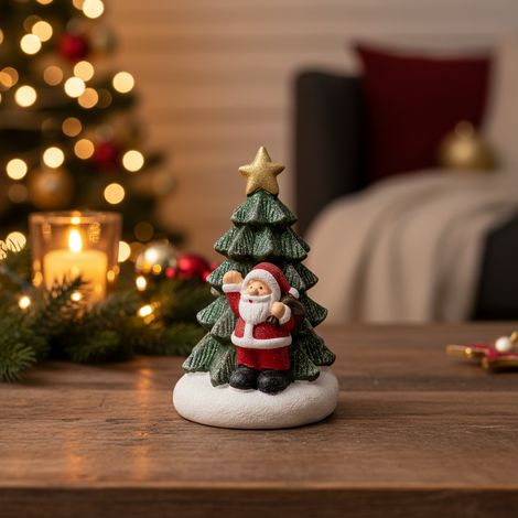 Candela profumata a forma di albero con Babbo Natale in cera decorazione natalizia, da 12.5 cm (1/4)