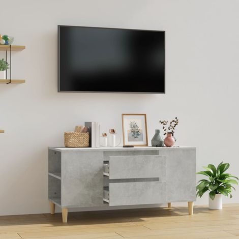 Meuble TV, Banc TV, Support pour Téléviseur, Meuble de Salon Gris béton 102x44,5x50 cm Bois d'ingénierie YHJ56995 (1/5)