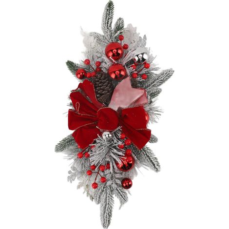 Décoration d'escalier de Noël, guirlande en PVC 60 x 30 cm, sans cordon, rouge, pour table ou mur (1/5)