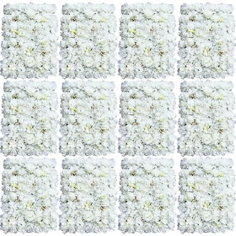 12 piezas de pared de flores artificiales, telón de fondo de pared de rosas DIY para decoración de bodas, baby showers, fiestas, pared de dulces, áreas de fotos, columna de flores (12 blancas) (1/5)