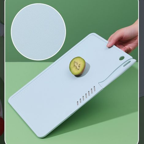 Lot multifonction couteau + planche à découper bleu, set portable pour fruits, légumes, cuisine, enfant, alimentation, plastique, voyage (1/3)