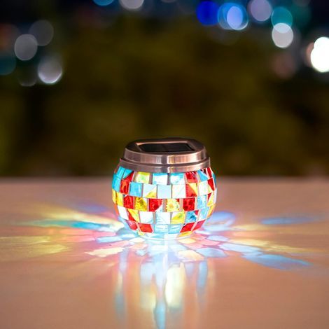 Lanterne solaire à LED en mosaïque multicolore pour jardin, décoration de table, petite lampe de jardin à LED (1/5)