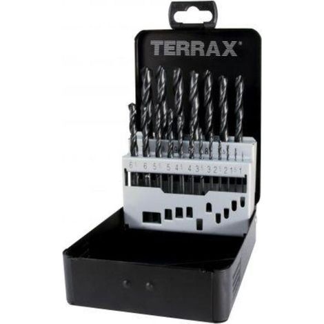 TERRAX by RUKO Broca espiral Set DIN 338 Tipo N, HSS-R - 25 piezas (Caja chapa de acero) - A205211 (1/2)