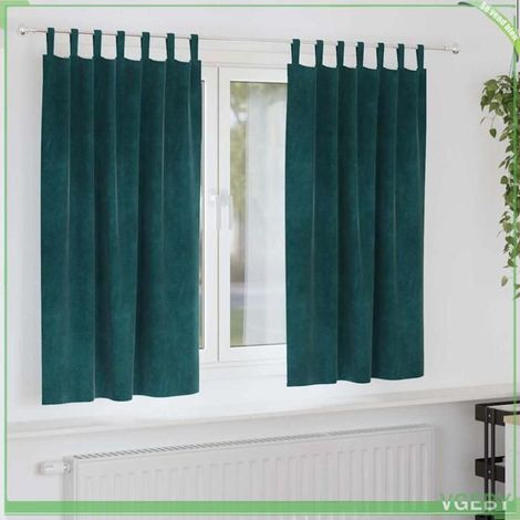 4107219 Rideaux occultants 2 pcs Vert foncé 140 x 175 cm Velours (1/5)