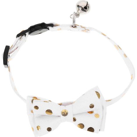 Collar blanco con lazo para gatos, cómodo y respetuoso con la piel de la mascota, 3 collares decorativos. (1/5)