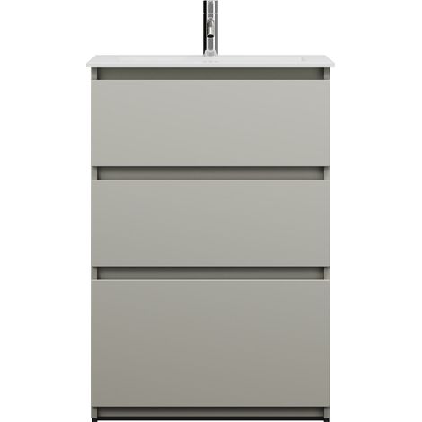 burgbad Lin20 Lavabo bajo para lavabo blanco brillante con mueble