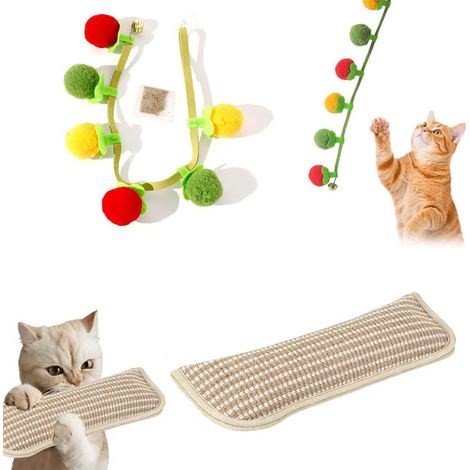 Jouet pour chat lot de 2 : jouet interactif en forme de guirlande de kakis et bâtonnet à mâcher en sisal à l'herbe à chat (1/5)