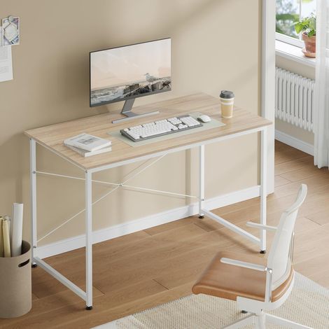 WOLTU Tavolo da studio scrivania per computer, postazione di lavoro moderna per ufficio, tavolo da pranzo per casa e ufficio, 120x60 cm, Rovere Chiaro