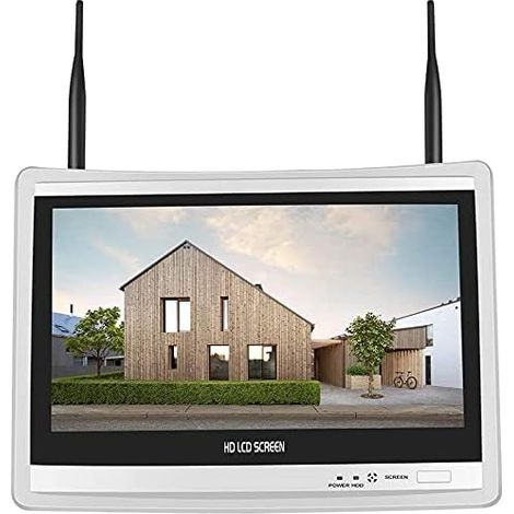 8CH 12 Pouces LCD WiFi Moniteur,Support résolution 1080P/3MP, Haut-Parleur intégré,Enregistrement 24h/ 7j, Fonctionne pour Kit Caméra de Surveillance,câble d'alimentation et HDD Non Inclus (1/5)
