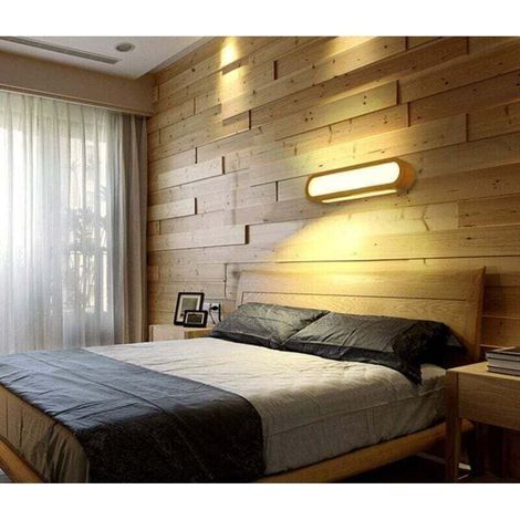 Applique Murale LED Intérieure, Applique Murale en Bois Dimmable Applique Murale LED pour Salon Chambre Escaliers Couloir Salle de Bains (45CM) (1/3)