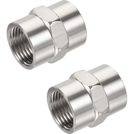Lot de 2 raccords de tuyau en acier inoxydable G1/2 femelle vers femelle - Adaptateur hexagonal (1/5)