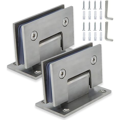 2 Pièces Charnières De Porte De Douche En Verre, Pince De Porte De Salle De Bain En Acier, Charniere Porte Lourde, Charnières De Douche à 90, 8 à 12 Mm Pince De Porte En Verre De Douche (1/5)