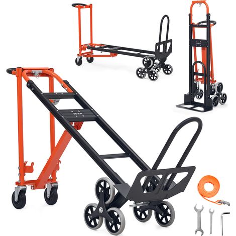 VEVOR Carro de Escaleras Carga Máxima de 350 kg, Carretilla de Mano Plegable para Subir Escaleras con Asa y Ruedas, para Transporte, Almacen, Aeropuerto, Centro Comercial, Mudanzas, Oficina