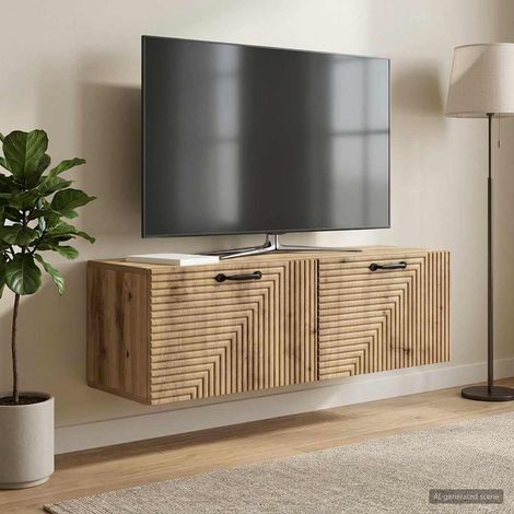 Meuble TV mural 98 x 31 x 30 cm Chêne artisanal (1/5)