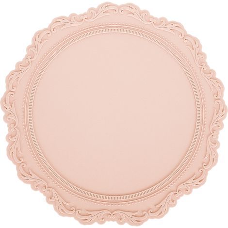 Set de table rond en silicone épais, motif embossé, style nordique pour cuisine et maison, rose (1/5)