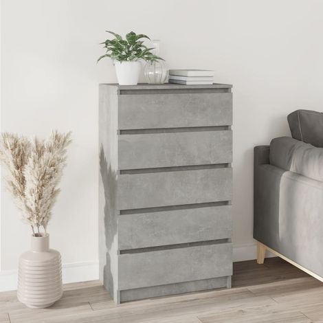 Commode Meuble de rangement Armoire Buffet pour Chambres, Salon, Couloirs Gris béton 60x36x103 cm Bois d'ingénierie NAJO8189 (1/5)