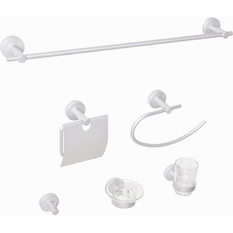 Badaccessoires Set 6-teilig ZARUMA mit Handtuchstangen und -haken Silber