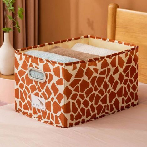 Boîte de rangement en tissu coton lin pliable avec poignées, fenêtre d'étiquette et poche lavable pour bureau,222917cm (1/5)