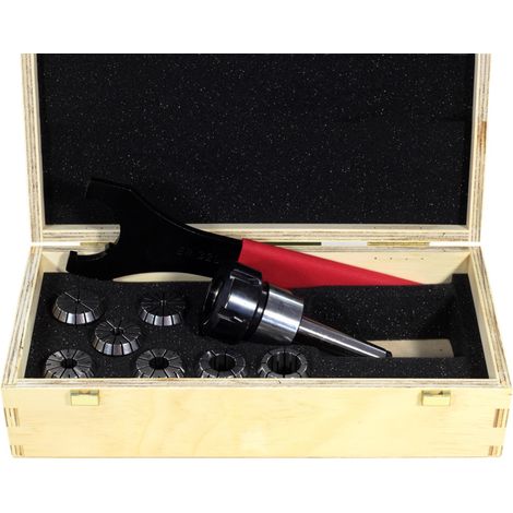 Mandrino porta frese CM2 completo di 7 pinze ER32 e chiave per ghiera ER32 PRT TOOLS (1/5)