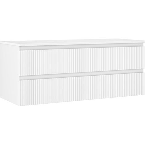 Mexen Rivel Badezimmerschrank unter dem Waschbecken 120 cm mit Arbeitsplatte, 2 Schubladen, geriffelt, weiß matt - 91A20-12047- (1/5)