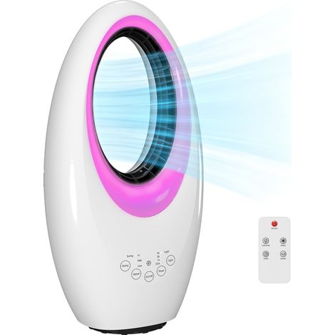 Ventilateur colonne, avec télécommande, avec minuterie, oscillation, vitesses réglables, éclairage LED, pour maison bureau salon
