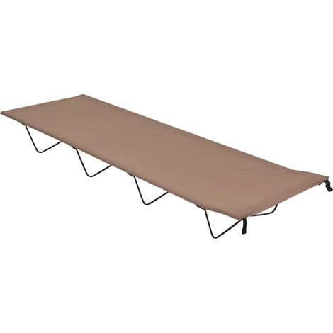 Lit de camping Relax Transat de jardin Chaise longue pliable 180x60x19 cm Tissu Oxford et acier Taupe -FR49687 (1/5)