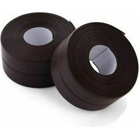 2 Rouleaux Bande Étanchéité PVC Autocollante Imperméable Marron pour Salle de Bain Cuisine Douche Toiletttes Ortviai (1/4)