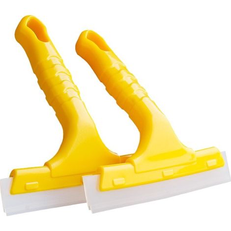 Lot de 2 raclettes en caoutchouc pour film vinyle, pare-brise, vitres et autres surfaces vitrées de voiture - Raclette de salle de bain pour porte de douche et miroir - Lame double épaisseur