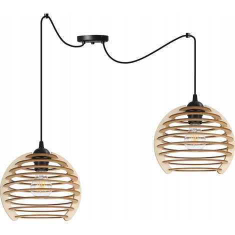LAMPADA A SOSPENSIONE, LAMPADARIO DA SOFFITTO, IN LEGNO, PARALUME A LED (1/5)