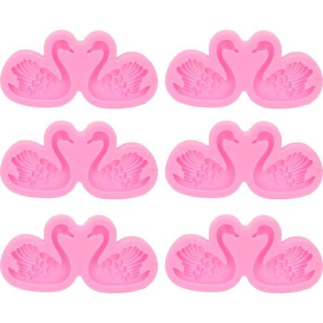 6-teiliges 3D-Schwanen-Silikonform-Backform-Set, antihaftbeschichtet, BPA-frei für Schokoladen- und Kuchendekorationen, DIY-Bastelarbeiten (1/5)