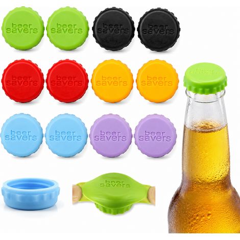Lot de 12 capsules en silicone pour bouteilles de bière, Bouchons réutilisables de scellage en 6 couleurs, Ajustement universel pour bouteilles de bière, soda et vin