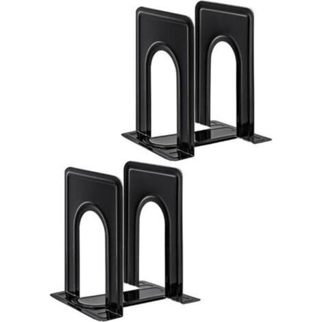 Serre-livres en métal pour étagères, 4 pièces, noirs, antidérapants, robustes, pour étagères, bureau, maison, 17 x 14,8 x 12,6 cm (1/5)