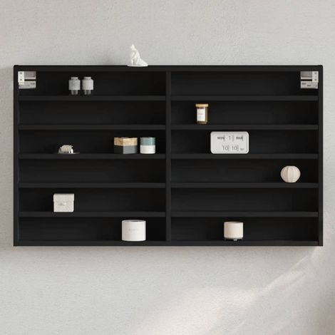 vidaXL Armoire à vitrine noir 100x8,5x58 cm bois d'ingénierie (1/5)
