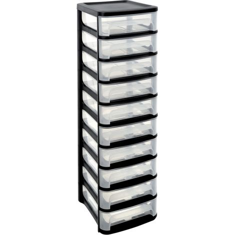 Grande Tour de Rangement 10 Tiroirs 32 x 37 x H 103 cm - Format A4+ - Livraison gratuite