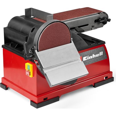 Einhell Ponceuse stationnaire à bande et à disque TE-US 400 (400 W, plateau de ponçage Ø 150 mm, bande abrasive 100 x 914 mm, vitesse max. de la bande 348 m/min, accessoires inclus)