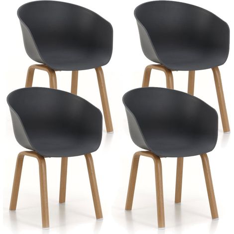 Set 4 Sedie 58x51x78 cm in Polipropilene Grigio (1/3)