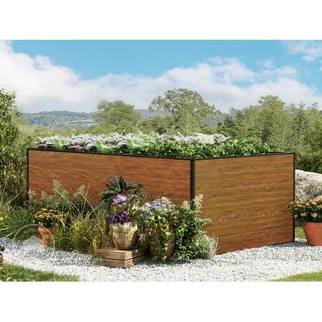 GFP Huerto urbano Jardinera Aluminio Christina - 195 x 119 x 77 cm Estructura estable y resistente a la intemperie con perfiles de cámara hueca de aluminio - óptica de madera - Hecho en Austria (1/3)