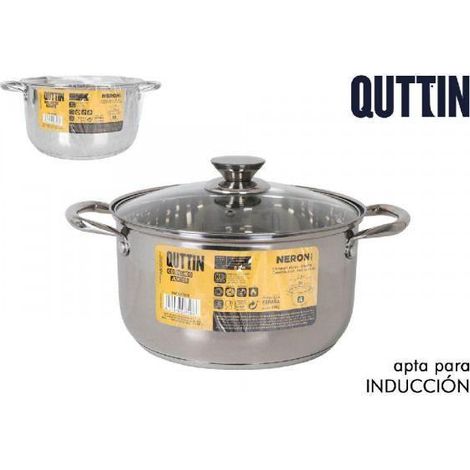 26 cms cacerola  acero inoxidable con tapa cristal apto para induccion new neron quttin