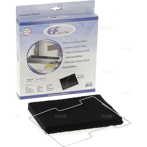 Filtre charbon lavable Type 20 DKF43 CFW020   220X180X20 mm (480181700586, 484000008571) Hotte AEG, AIRLUX, ARISTON HOTPOINT, ARTHUR MARTIN ELECTROLUX, BAUKNECHT, BRANDT, ELECTROLUX, FAGOR, IKEA, IKEA (1/5)