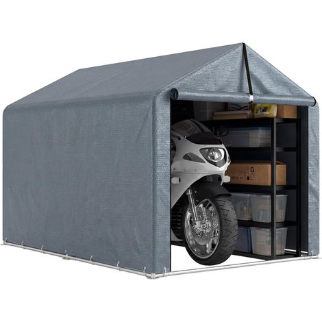 Tenda Garage en Copertura Rinforzata imperméable et Ingresso Zip, en Acciaio Zincato, 162x221,5x163 cm, gris (1/5)