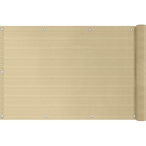 Telo Copribalcone Ombreggiante 90% con Occhielli 90x500 Cm per Privacy e Protezione Esterno Frangivista Beige
