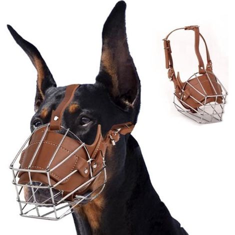 Muselière réglable pour chien taille M, tour de museau 22-28 cm et tour de cou 40-47 cm, modèle anti-morsure et anti-aboiement pour chiens de taille moyenne, marron, 1 pièce (1/5)