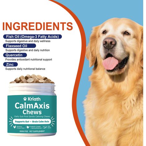 Comprimés à croquer apaisants pour chiens, adaptés aux chiots et aux chiens adultes, complément émotionnel quotidien pour animaux de compagnie – 200 g (1/5)