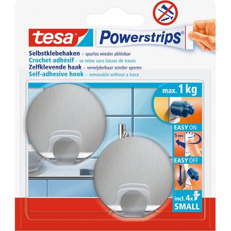 Ganci adesivi tesa powerstrips hooks s acciaio inox 1 kg 2 pezzi (1/4)