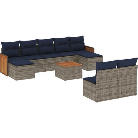 Maison Exclusive - 10-teiliges Gartensofa-Set mit Kissen, grau, P