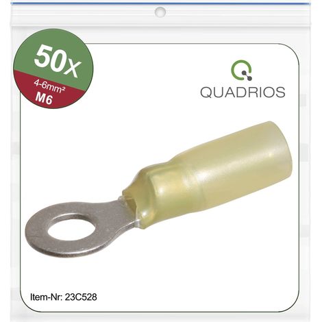 Quadrios 23C528 Cosse à oeillet Section max.=6 mm² Ø du trou=6.5 mm partiellement isolé jaune 50 pc(s) (1/5)