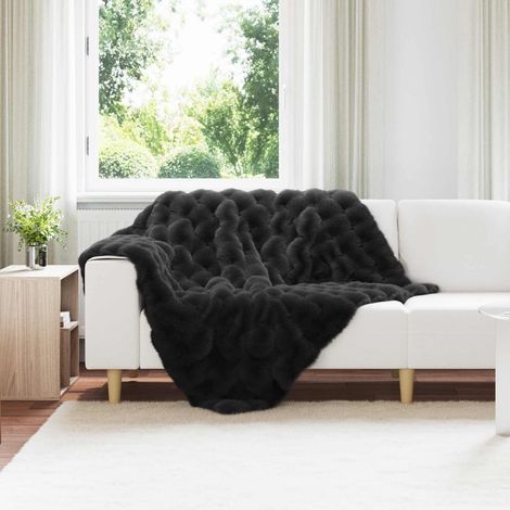 Rutschfeste Decke aus Kunstkaninchenfell Olite 4 pcs Schwarz