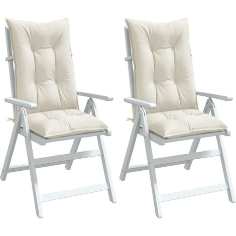 Hochlehner-Auflagen 2 Stk. Melange Creme 120x50x7 cm Stoff