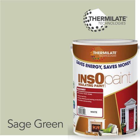 InsOpaint Exterior Masonry Paint - Heat Reflecting, Insulating & Weatherproof Exterior Wall Protection - Sage Green - 5L (1/5)
