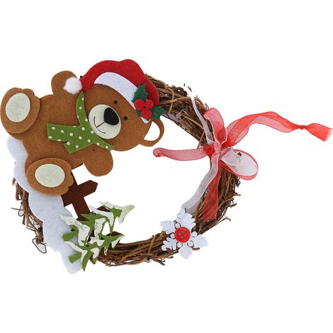 Couronne de Noël décorative en rotin, couronne de vigne ronde, bricolage de Noël, décoration intérieure pour la maison, les fêtes, les magasins et les bureaux. (1/5)